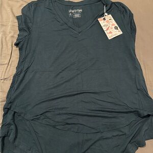 Latched Mama Dark Teal V-Neck Short Sleeve Top